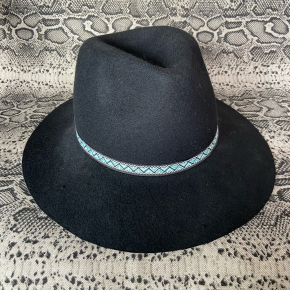 Black wide brim fedora hat, 100% wool - Picture 5 of 10